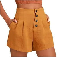 Modni ženski casunski gumb ravni struk Ladies Love Solid Shorts Hlače Teretne kratke hlače Žene sa džepovima