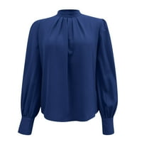 Akiigool Bluze za žene Ženske košulje s dugim rukavima V COLLUS COLLARIRANO Gumb dolje majice Dressy
