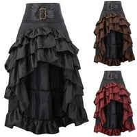 Žene Gothic Punk Parna victorijanska nepravilna rukava haljina dugačka suknja crna l