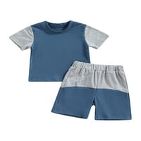 Kid Boys Girls Majica i kratke hlače Postavite modnu kontrast Kontrast kratkih rukava + elastične kratke