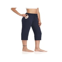 Ljetne joge Capri pantalone za žene nacrtavanje elastičnih strukova casual obrezane pantalone Solična