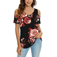 Žene plus štednje vrhove i majice hladnim vrhovima ramena za žene kratki rukav ljetni vrhovi cvjetni