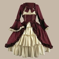 EGMY Wonege Vintage Gothic Court Square Callar Patchwork BOW dress rukav