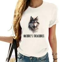 Nature's Wolf Lover Lover Pokloni Ležerne majica kratkih rukava s grafika - Retro Queen kostim za zabave