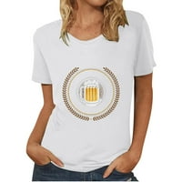 Oktoberfest majice, ljetni vrhovi za žene Crewneck casual bluze, pivske špijune grafičke tees osnovne