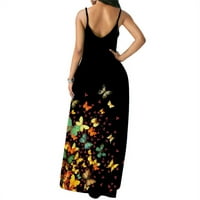 Ženske haljine bez rukava Ljeto Ležerne prilike V-izrez Leptiri Floral Print Vintage Sendress Maxi haljine Boho duga haljina