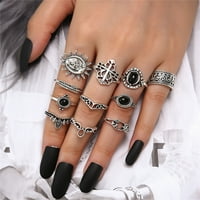 Loopsun prstenovi šuplji isklesani crni dragulj i mikro dijamantni prsten za sunce prsten za lice za