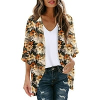 Ženska nova cvjetna print puff rukava šifon labav pokrov up casual bluza vrhova kardigan jakna