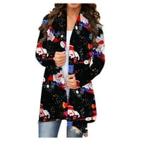 Homchy Women Cardigan kaput, Božićni kardigan otvoren prednji dugi rukav džemper kasuta jakna