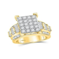 10KT Žuti zlatni okrugli dijamantni klaster mladenka za venčani prsten za venčanje CTTW