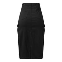 Luiyenes Crna suknja na pola suknja Čvrste ženske vintage traper haljine