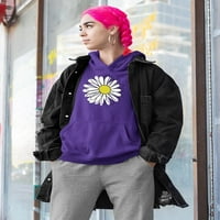 Daisy ručna nacrtana hoodie hoodie žene -image by shutterstock, ženska x-velika