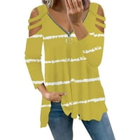 Ženske košulje Ljeto s dugim rukavima okrugle dekolte od poliestera od tiskanih majica Yellow XL