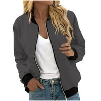 Dianli jakne za žene dugih rukava, trendi ženki Zip up udobne jakne ženske kapute za ženu s džepnim