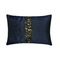 Dizajnerska mornarica plava 12 x20 lumbalni jastuk, svileni pintucks i kristalni dulgonski jastuk, prugasti