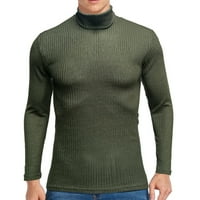 Patlollav Muški čvrsti rebrasti tanak fit pleteni pulover turtleneck džemper bazne majice