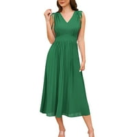 Ženski proljetni i ljetni seksi V-izrez Bohemian Print Halter duga haljina zelena m
