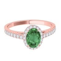 Aonejewelry 0. CT. Smaragdni prsten TTW dijamant i ovalnog oblika u 10k ružičastog zlata