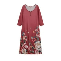 Fragarn Womens Ljetne haljine plaža Ležerna majica Plus size cvjetni kratki rukav labavi protok