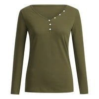 Ženski jeseni vrhovi ženske gumb s dugim rukavima V-izrez gore uz majicu casual basic topls bluza