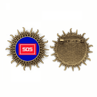 Hitni SOS poster Art Deco Fashion Metall Sonne Brosche Haken Pin