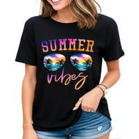 Sunčane naočale ljetne vibracije sa palminim stablom smiješnim plažom Životni majica Crna 3x-velika