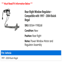 Regulator zadnjeg desnog prozora - kompatibilan sa - Buick Regal 2003