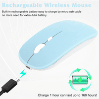 2.4GHz i Bluetooth punjivi miš za Motorola One 5g Ace Bluetooth bežični miš za laptop MAC iPad Pro Computer Tablet Android Sky Blue