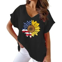 Ženski bluze Ljetni suncokret Američka zastava Ispiši Vranje rukava za slobodno vrijeme