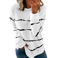 Naughtyhood dugih rukava za žene Trendy Crewneck Dukseri Striped pulover vrhovi ležerne bluze lagana