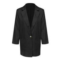 Kali_store zip up jakne za žene Ženske ležerne bluže gumb rever s dugim rukavima Poslovni modni blažeri
