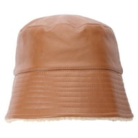 Janjeća vuna kašika šešir PU kožna sliva Svestrana žena ribarsko šešir
