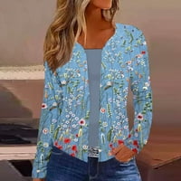 Radni bluze za žensko dugme dugih rukava Kardigan Koktel i zabava Čvrsta lagana ljetna kardigan svijetla plava XL