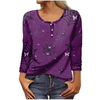 HOMCHY pulover Top dugih rukava za žene uzorak Ispis grafičkih tina Bluze casual plus veličina osnovnih