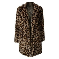 Zimski kaput za žene Fleece jakne Leopard Print Coats dugi rukav otvoren prednji kardigani topli kaputi