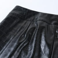 Žene mokro izgled Zip gamaše PU kožne tkanine Visoki struk Slim FIT hlače pantalone crne m