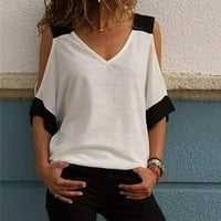 Vrhovi vježbanja za žene Trendy majica Boja blokirajući natraženi majica s kratkim rukavima na kratkim