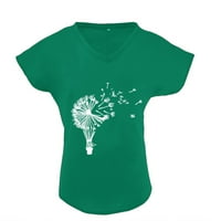 Ženski bluze Modni ženski tisak kratkih rukava Labavi rukav sa okruglim vratnim majicama Top bluza zelena