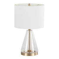 Lumisource Grammy Savremena stolna svjetiljka u zlatnom metalu i čistom staklu s bijelom posteljinom