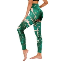 Široke pantalone za noge za žene Ispis Yoga Tummy Control plijen gamaše mršava joga trčanje pilates