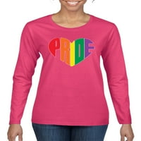 Rainbow LGBTQ Gay Pride Heart LGBT Pride Womens Grafički majica s dugim rukavima, Fuschia, Velika