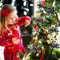Thechinal Božićno drvsko viseći ukrasi Novelty Slatka vatrogasna vozila Digger bageri Drveni tag Privjesak