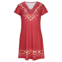 Haljina za ženske ležerne modne ljetne casual v-izrez Print s kratkim rukavima Mini haljina Proljeće