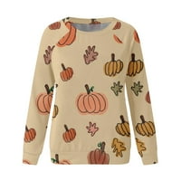 Novi dolasci Halloween Bluze za žene, ženska bluza casual dugih rukava tiskani okrugli vrat Raglan majica