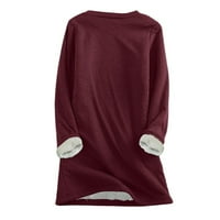 DTIDTPE ženske ležerne košulje za ispis debela dukserica zimska okrugla vrata topla mekana moda donje