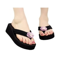 Fangasis Wide Width sandale za žene Crne klin sandale Flip Flops Cipele