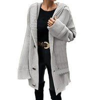 Cardigan za žene Ženske jesene i zimske boje Jednobojne jakne sa kapuljačom s kapuljačom Srednjeg duljina