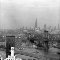 New York City, Skyline sa mostovima na ispisu istočnog rijeke