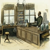 Robert Koch. Ngerman ljekar i pionirski bakteriolog. U svojoj laboratoriji. Graviranje linije, 1890.