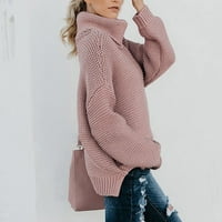 Vivianyo HD džemperi za žene Clearence Plus size Ženska casual puna boja casual debela linija dugih rukava Turtleneck bljeskalica Pink